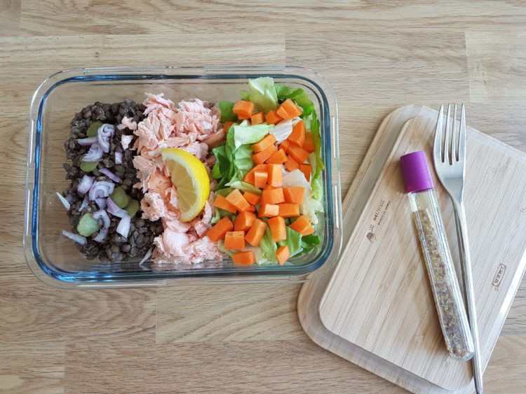rainbow - Salade saumon et lentilles - Nutrivie - nutrition et santé